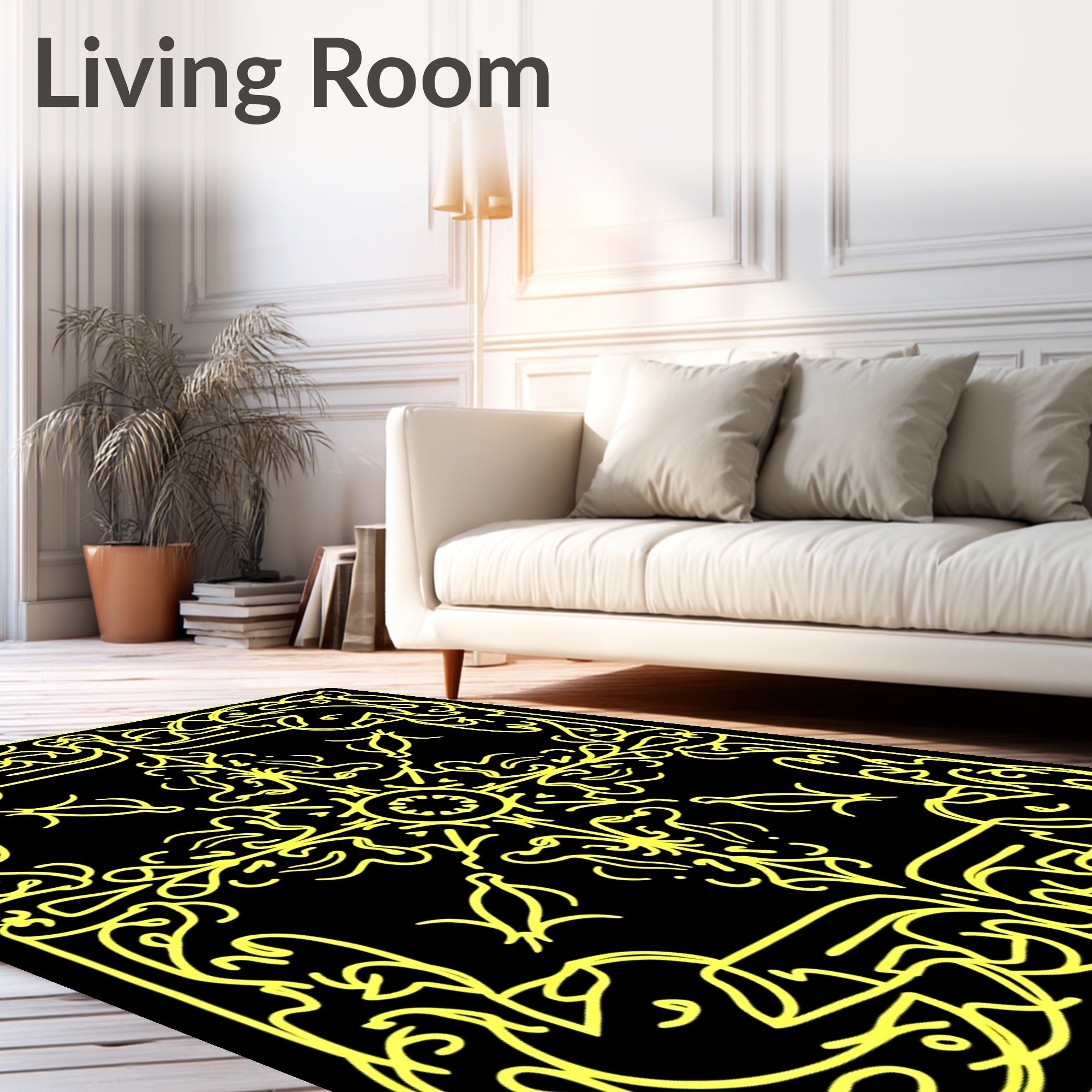 Golden Black Celtic Knot Swirl Rug