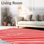 Crimson White Intersecting Stripes Rug