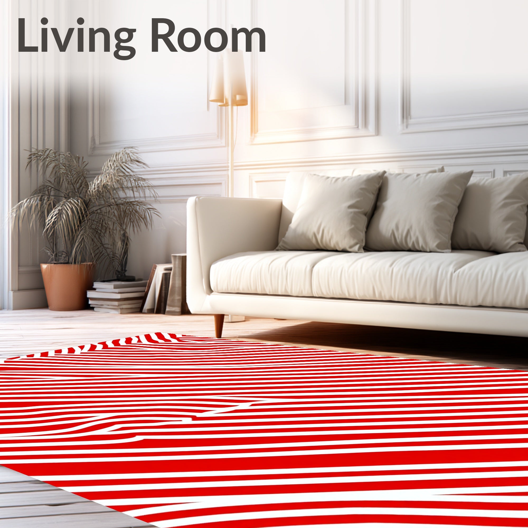 Crimson White Intersecting Stripes Rug