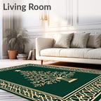 Festive Green Gold Christmas Tree Rug