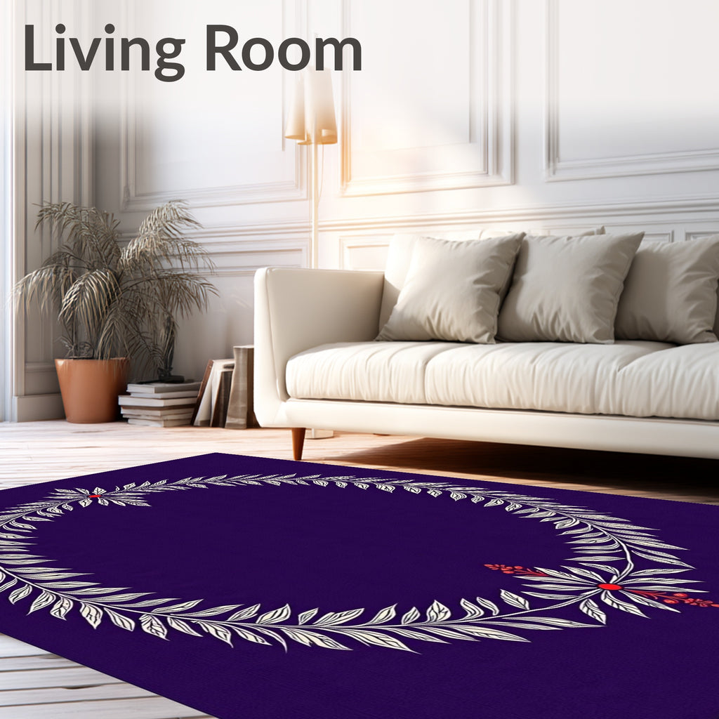 Oval Laurel Wreath With Red Accents Rug