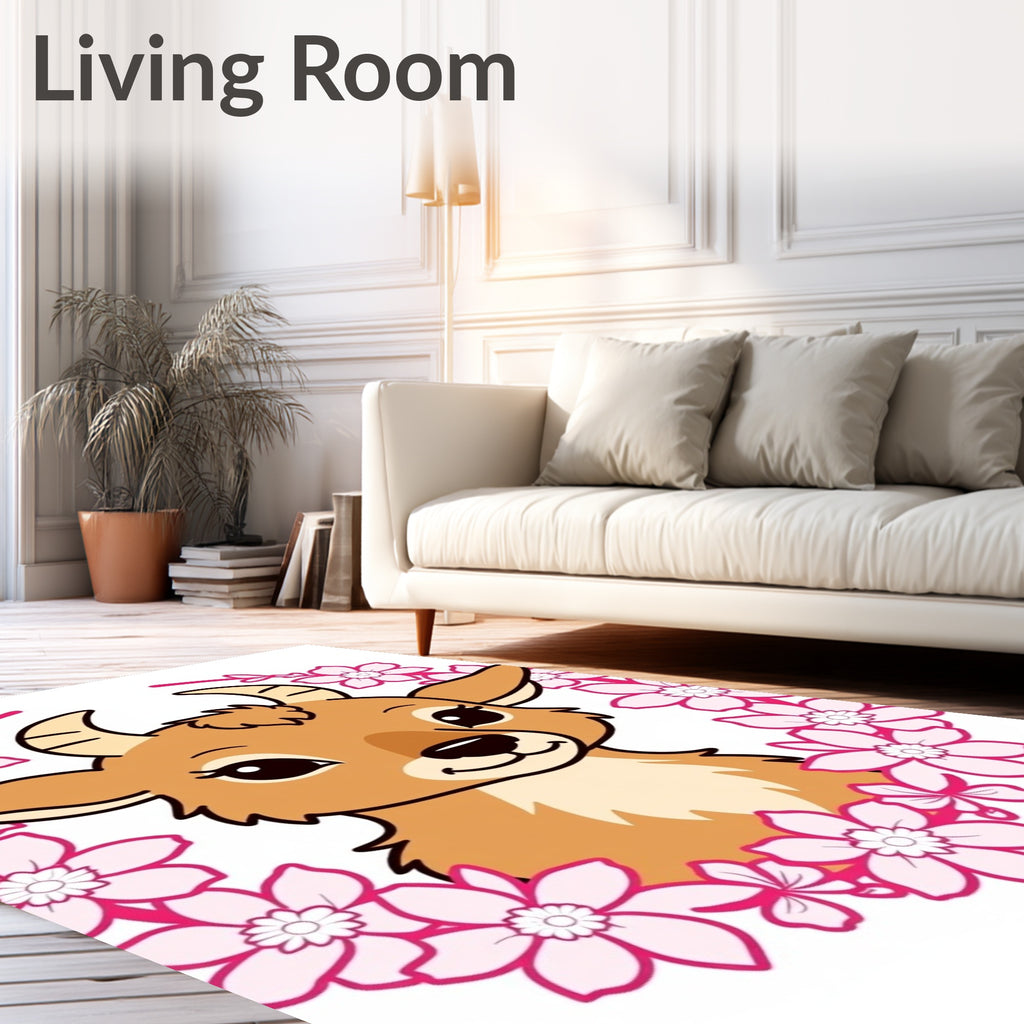 Cute Antelope Pink Blossom Wreath Rug
