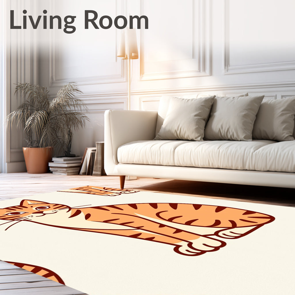 Playful Orange Tabby Cat Repeat Rug
