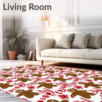 Brown Gingerbread Man Red Snowflake Rug