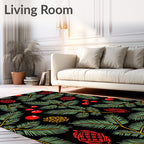 Crimson Berry Pine Branch Arrangement Rug