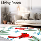 Crimson Cardinal Winter Snowflake Collection Rug