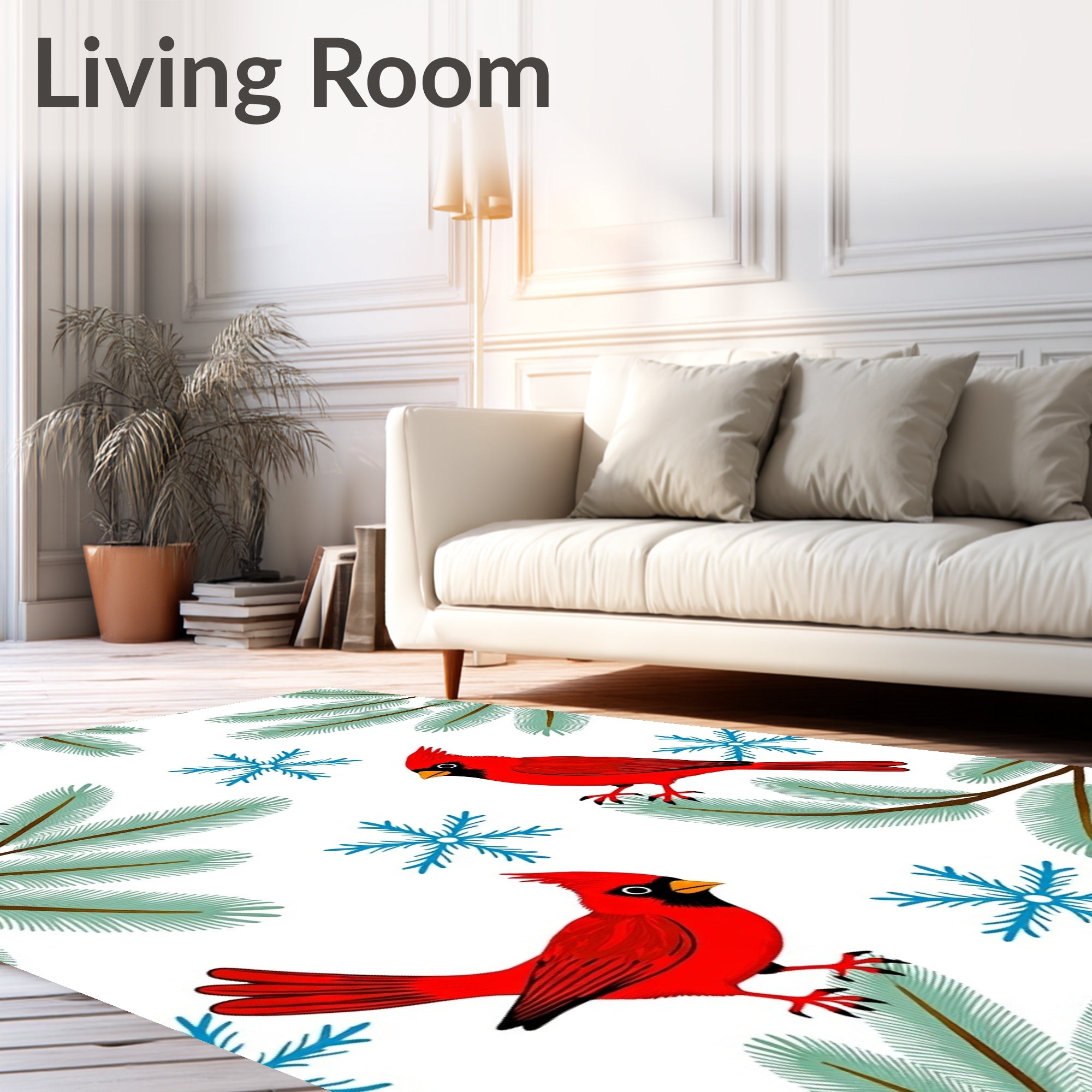 Crimson Cardinal Winter Snowflake Collection Rug
