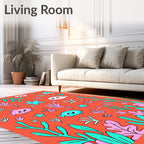 Coral Sea Creatures Aquatic Botanical Collage Rug