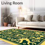 Emerald Yellow Folk Art Medallion Rug