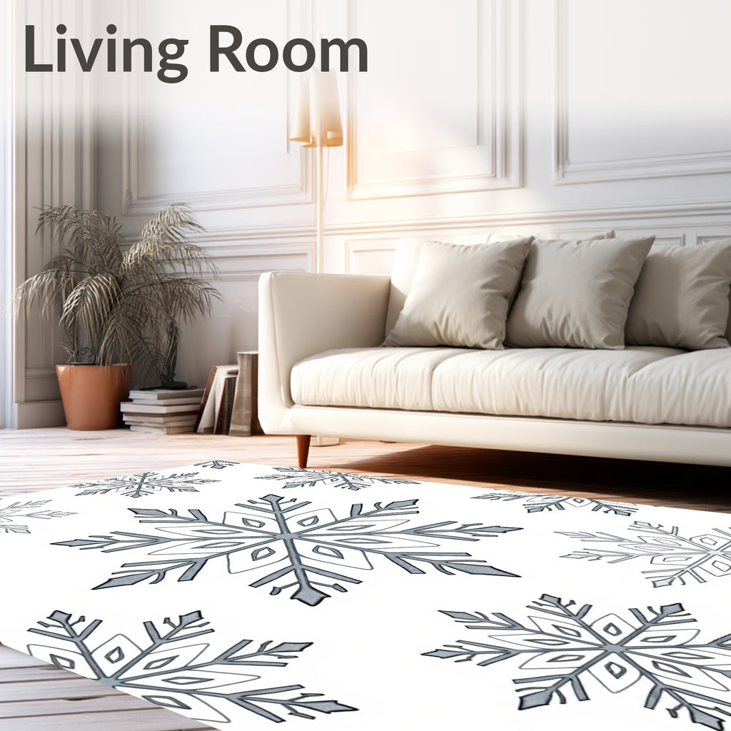 Winter Snowflake Medallion Silver Rug