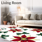 Crimson Yellow Poinsettia Bow Rug