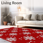 Red White Snowflake Holiday Charm Rug