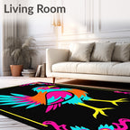 Vibrant Rooster Folk Art Rug