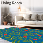 Bold Red Berry Leafy Branch Rug