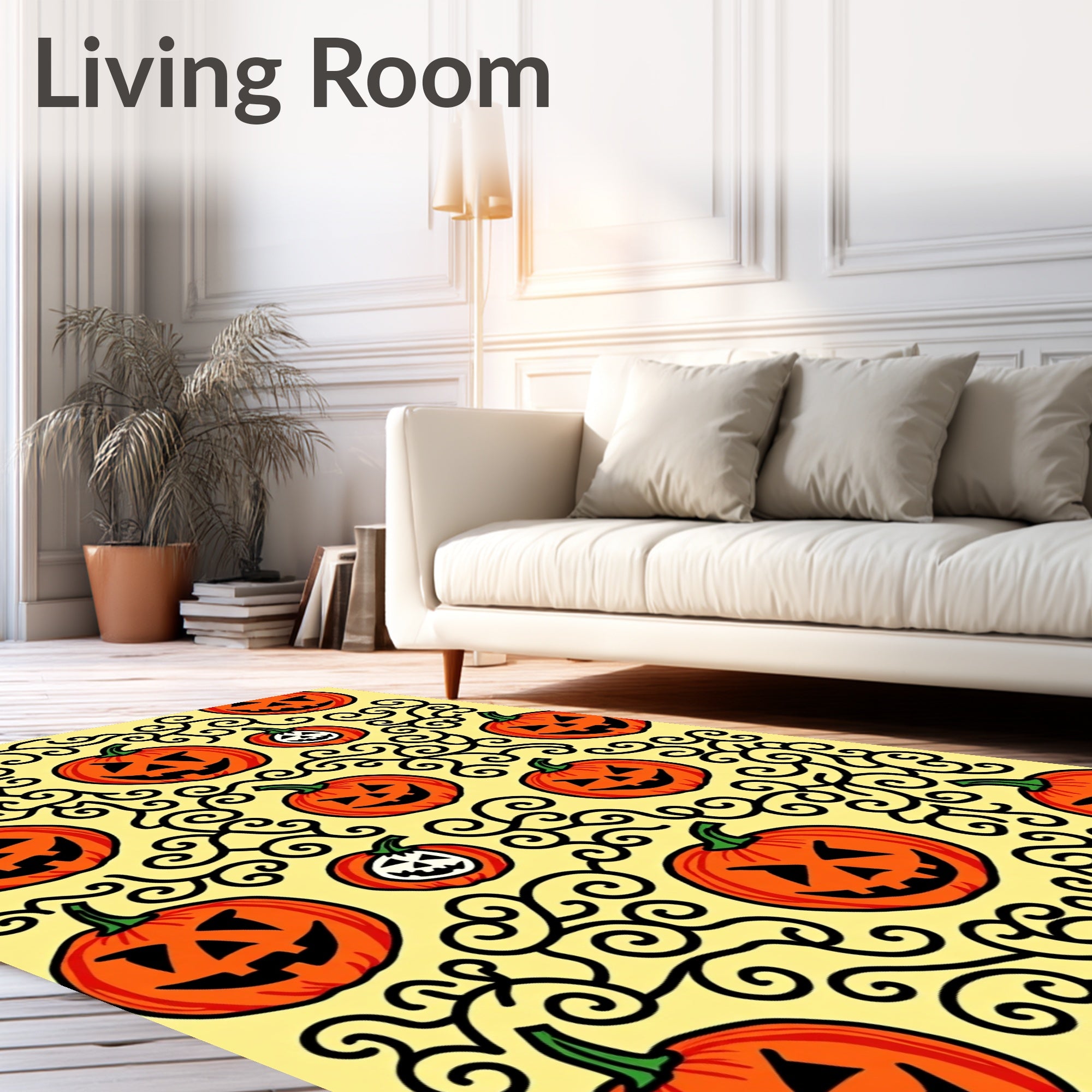 Orange Jack O Lantern Swirls Rug