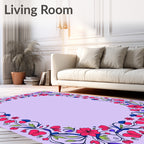 Vibrant Crimson Floral Swirl Border Rug