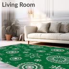 White Snowflake and Floral Medallion Arrangement Rug
