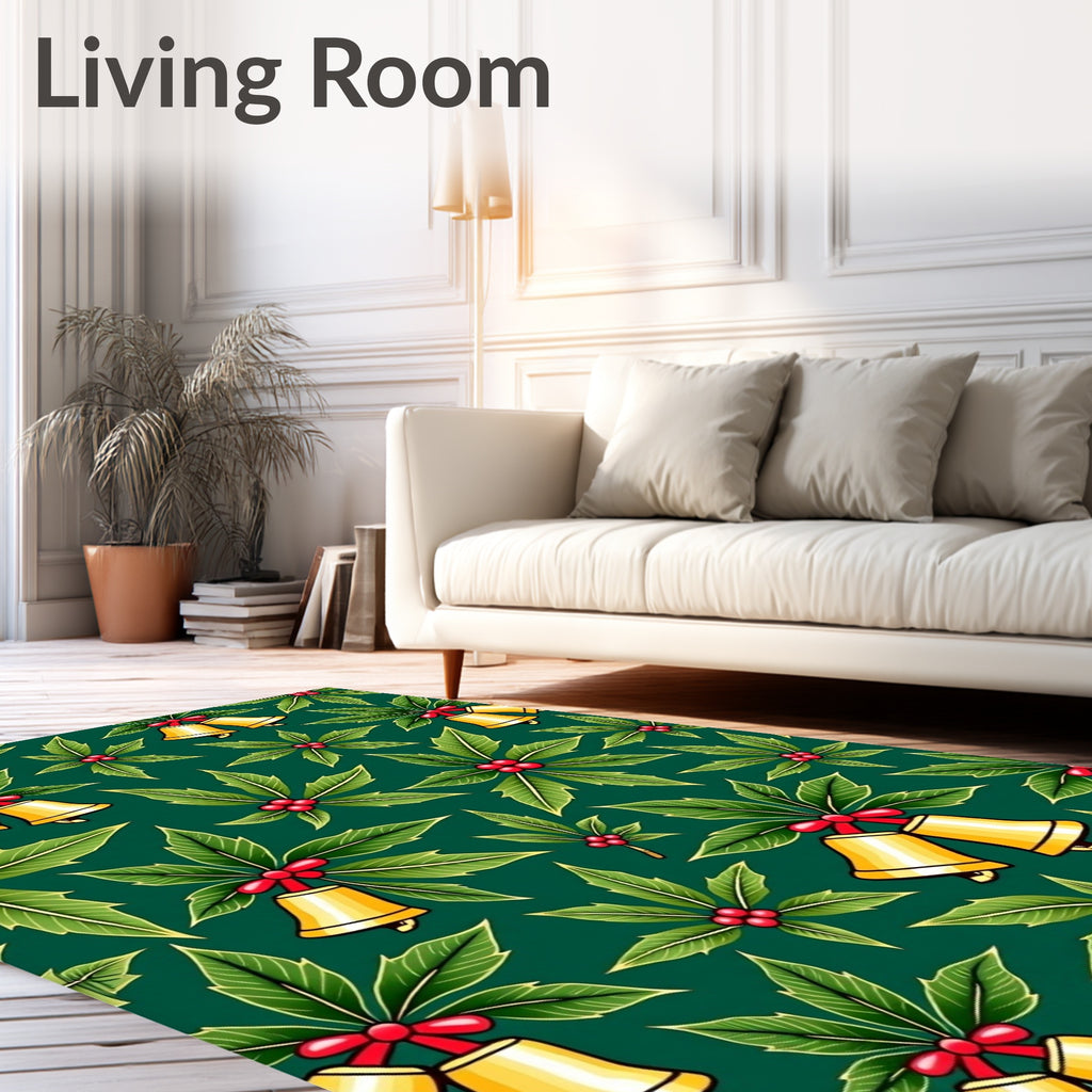 Jolly Bells Holly Festive Garland Rug