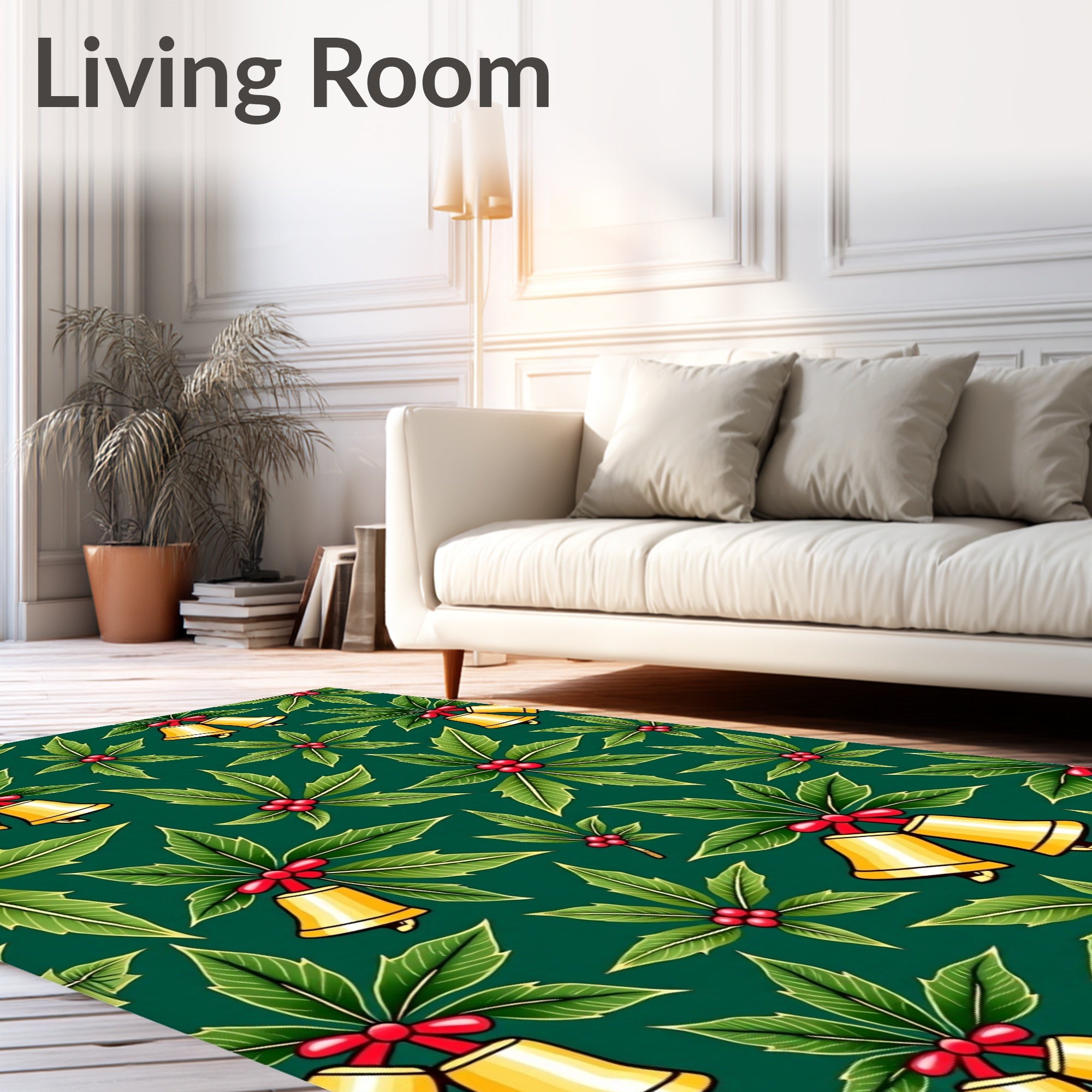 Jolly Bells Holly Festive Garland Rug