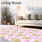 Golden Feathers Pink Coral Branch Rug