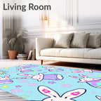 Whimsical Bunny Stars Floral Shower Rug