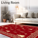 Crimson And Gold Festive Forest Border Rug