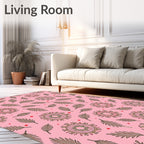Pink Medallion and Fern Scatter Rug