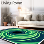 Deep Teal Green Swirl Vortex Rug