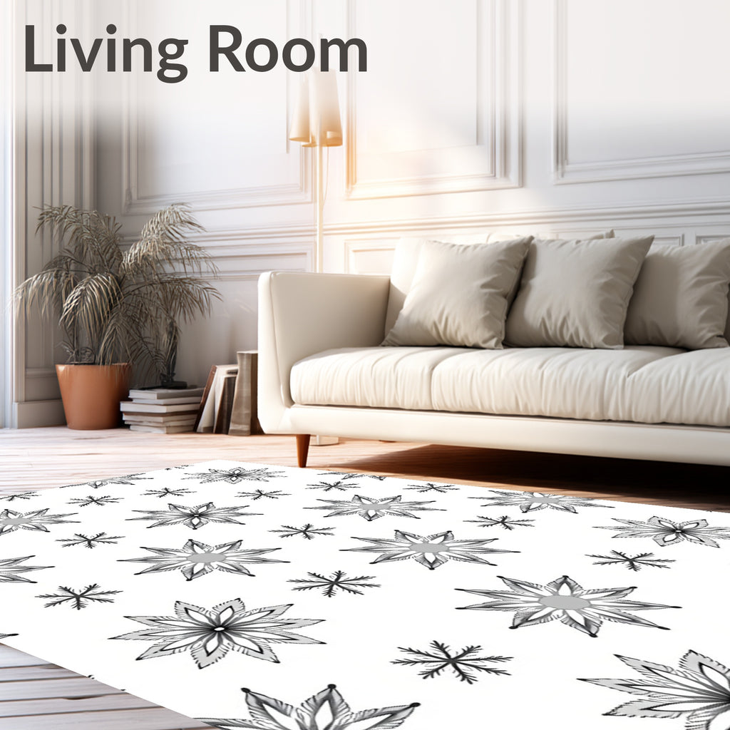 Monochrome Starburst Snowflake Collection Rug