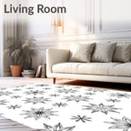 Monochrome Starburst Snowflake Collection Rug