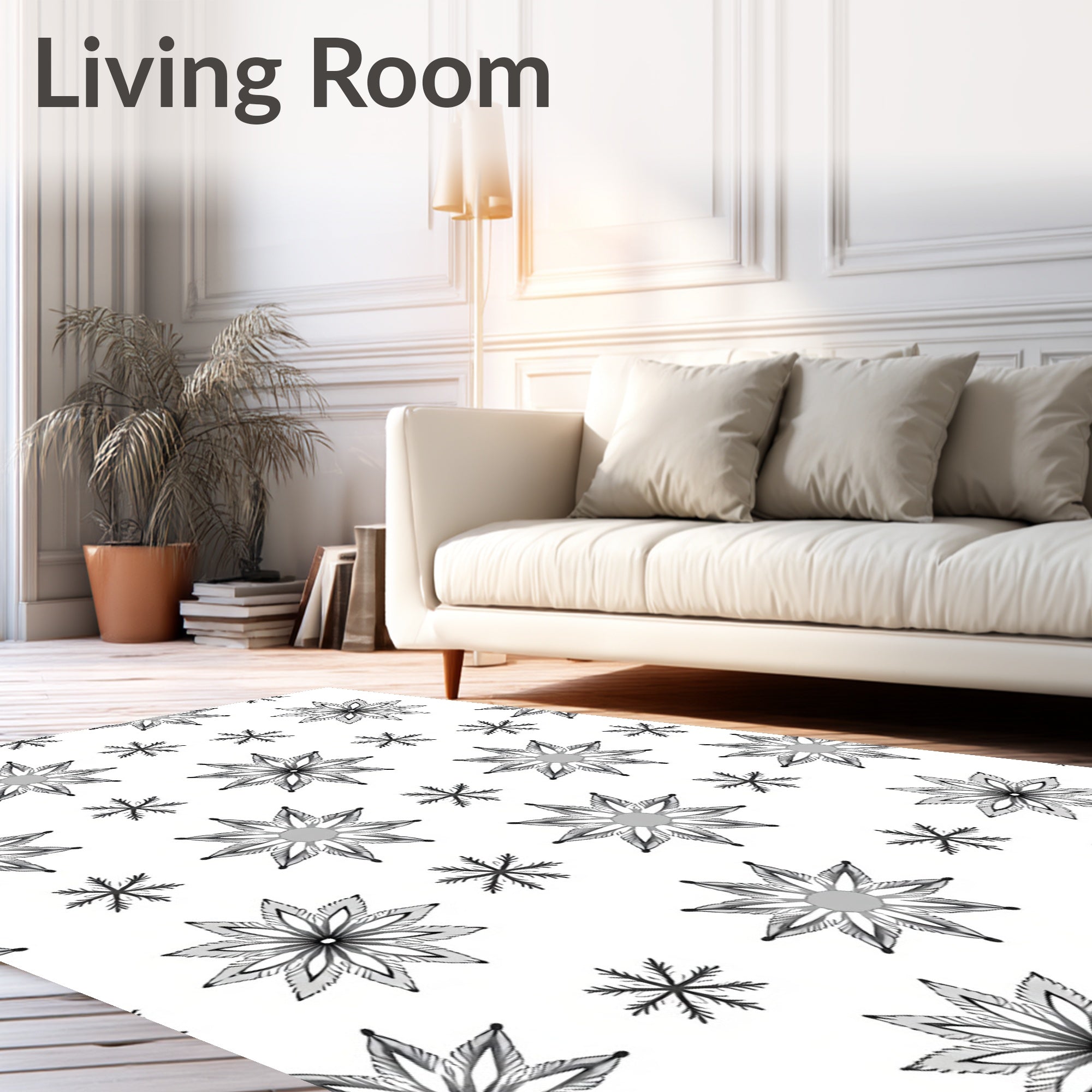 Monochrome Starburst Snowflake Collection Rug
