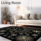 Golden Reindeer Snowflake Night Rug