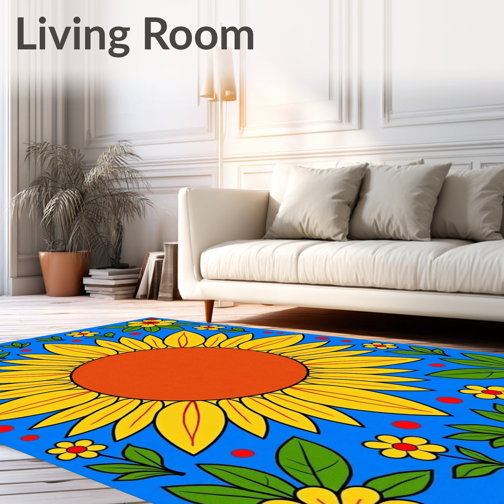 Sunny Yellow Floral Garden Rug