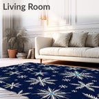 Midnight Blue Snowflake Cluster Rug
