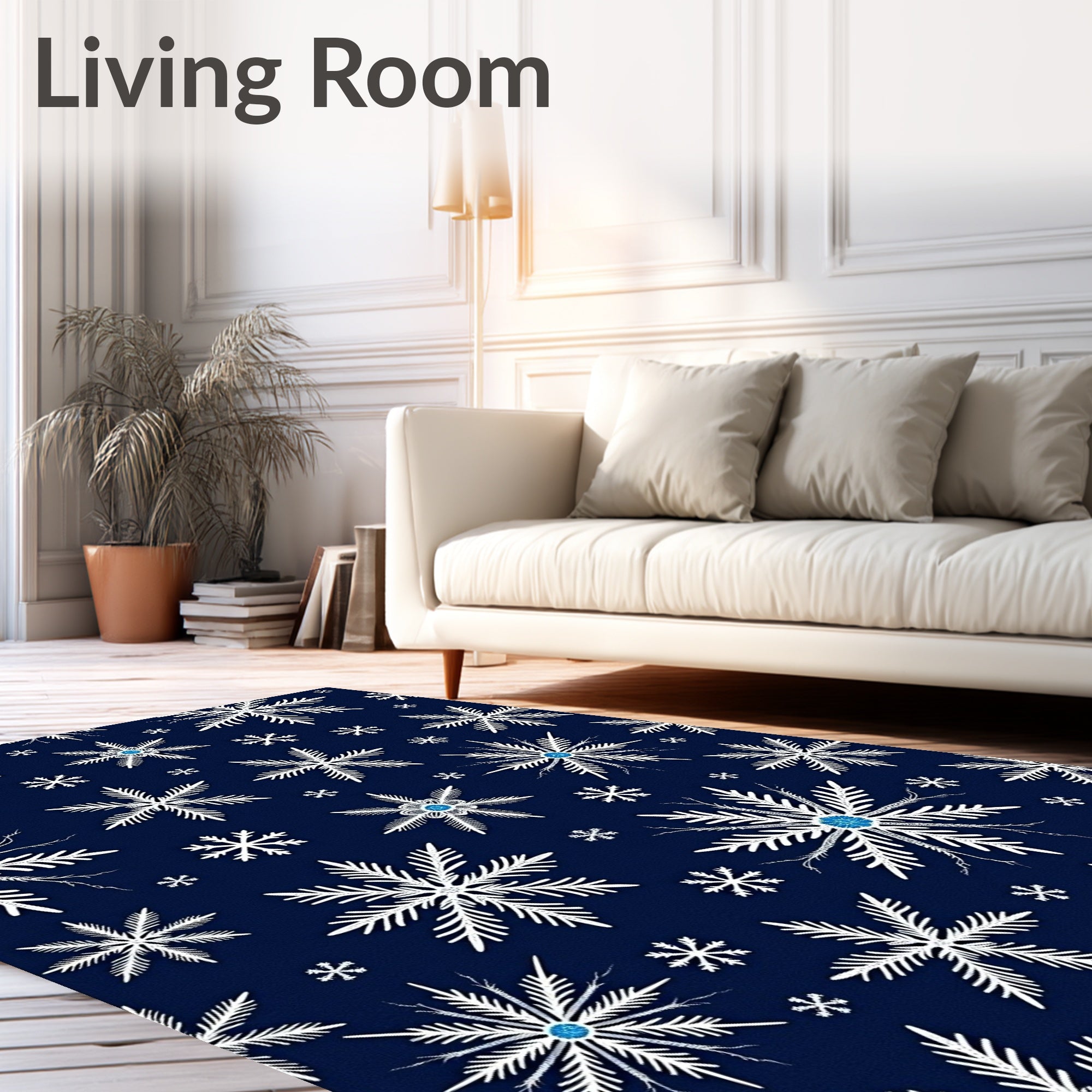 Midnight Blue Snowflake Cluster Rug