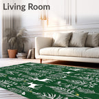 Forest Deer And Evergreen Boughs Rug