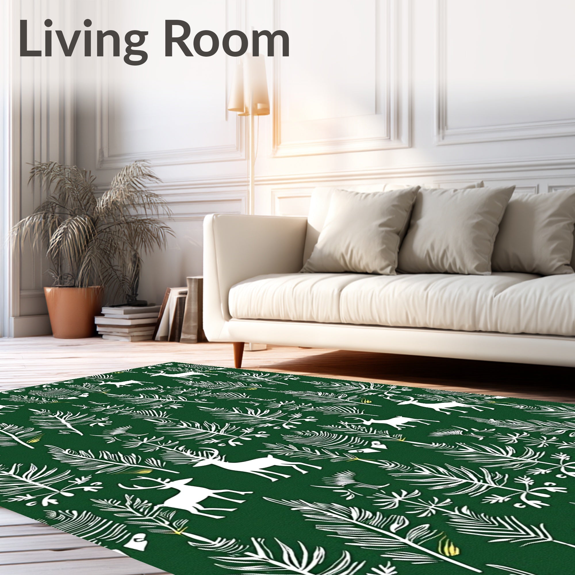 Forest Deer And Evergreen Boughs Rug