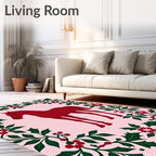 Crimson Horse With Holly Garland Rug