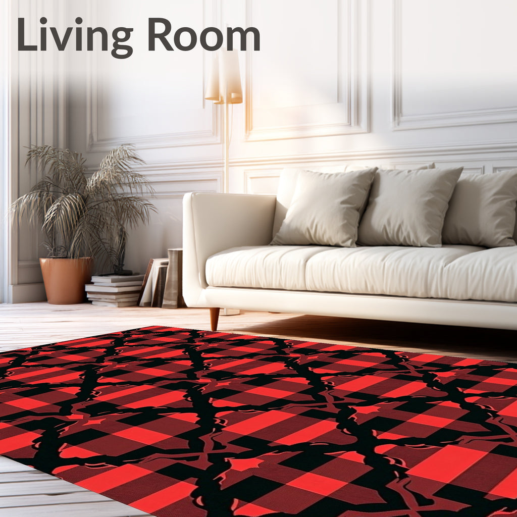 Bold Red Black Buffalo Plaid Lattice Rug