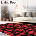 Bold Red Black Buffalo Plaid Lattice Rug