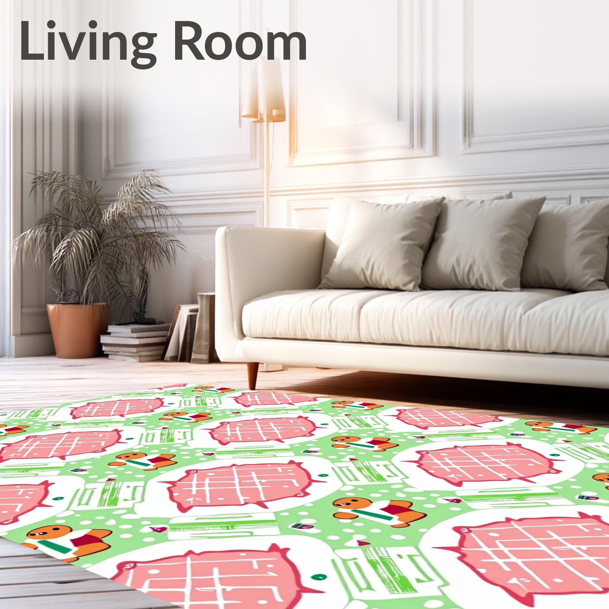 Pink Green Gingerbread Man Diamond Rug
