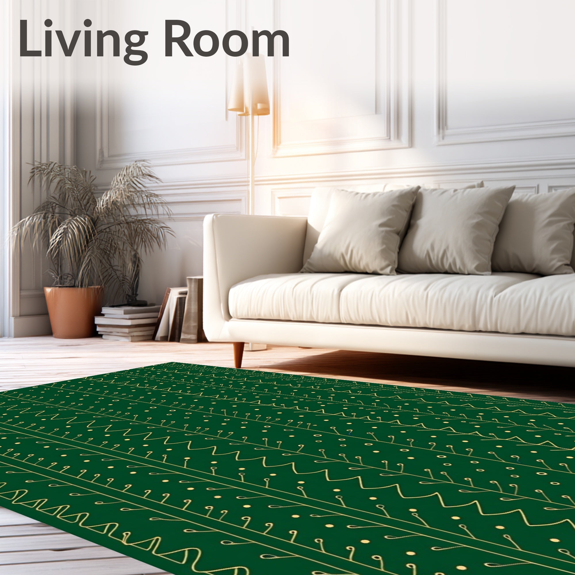 Emerald Green Botanical Vine Arrangement Rug