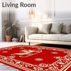 Crimson Sleigh Cavalcade Floral Border Rug