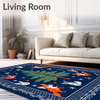 Whimsical Woodland Fox and Bunny Holiday Rug