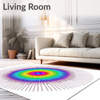 Rainbow Sunburst Radial Rays Rug