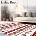 Crimson Gold Folk Star Border Rug