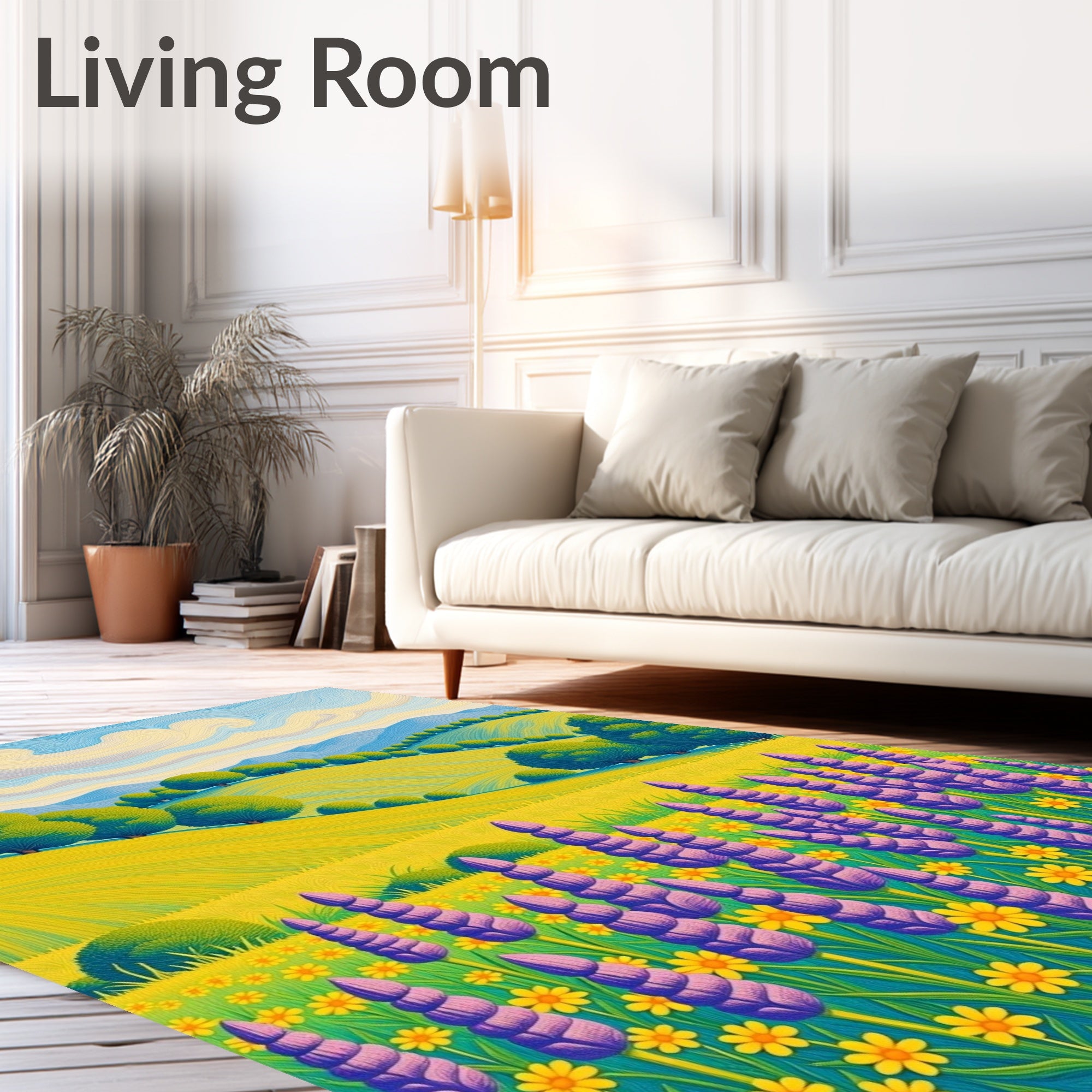 Lush Purple Lavender Field Landscape Rug