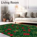 Green Red Gold Floral Vine Rug