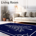 Celestial Christmas Tree White Line Art Rug