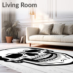 Bold Black Skull Face Graphic Rug
